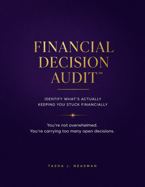 Financial Decision Audit by Tasha J. Neasman, purple and gold cover